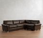 PB Comfort Modern Roll Arm Leather 3-Piece Wedge Sleeper Sectional (121")