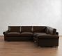 PB Comfort Modern Roll Arm Leather 3-Piece Wedge Sleeper Sectional (121")