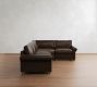 PB Comfort Modern Roll Arm Leather 3-Piece Wedge Sleeper Sectional (121")