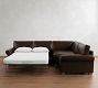 PB Comfort Modern Roll Arm Leather 3-Piece Wedge Sleeper Sectional (121")