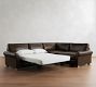 PB Comfort Modern Roll Arm Leather 3-Piece Wedge Sleeper Sectional (121")