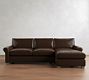 PB Comfort Modern Roll Arm Leather Sleeper Chaise Sectional (112")