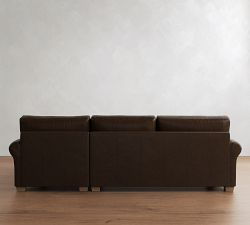 PB Comfort Modern Roll Arm Leather Sleeper Chaise Sectional (112")