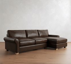 PB Comfort Modern Roll Arm Leather Sleeper Chaise Sectional (112")