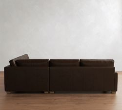 PB Comfort Modern Square Arm Leather 3-Piece Wedge Sleeper Sectional (119")