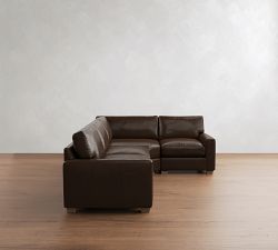 PB Comfort Modern Square Arm Leather 3-Piece Wedge Sleeper Sectional (119")