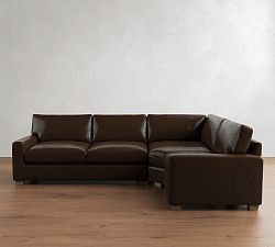 PB Comfort Modern Square Arm Leather 3-Piece Wedge Sleeper Sectional (119")