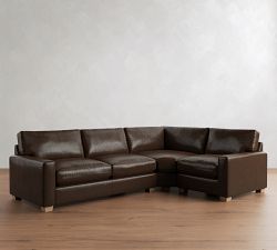 PB Comfort Modern Square Arm Leather 3-Piece Wedge Sleeper Sectional (119")