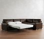 PB Comfort Modern Square Arm Leather 3-Piece Wedge Sleeper Sectional (119")