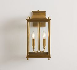 Open Box: Belvedere Metal Outdoor Double Sconce (16") - Vintage Brass
