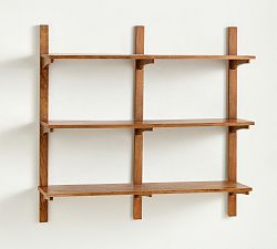 Open Box: Cayman Tiered Wall Shelf, Wide (36") - Antique Umber
