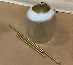 Open Box: Cooper Ribbed Glass Pendant, Small (10") - Vintage Brass