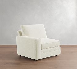 Open Box: Pearce Square Arm Left Armchair - Performance Heathered Basketweave Alabaster White