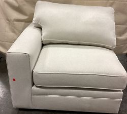 Open Box: Pearce Square Arm Left Armchair - Performance Heathered Basketweave Alabaster White