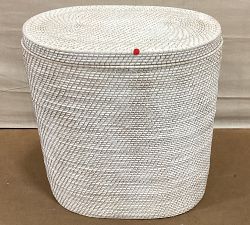 Open Box: Tava Handwoven Rattan Divided Hamper - White