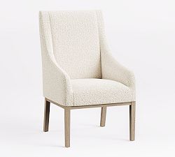 Open Box: York Upholstered Dining Armchair - Luxe Boucle Ivory, Seadrift