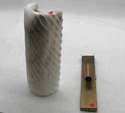 Open Box: Amalia Alabaster Fluted Sconce (15") - Tumbled Brass