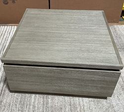 Open Box: Indio Eucalyptus Modern Platform Outdoor Coffee Table with Storage (33") - Weathered Gray