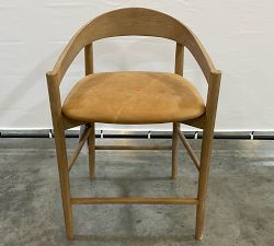 Open Box: Laguna Leather Counter Stool (24") - Keystone Sandstone, Seadrift