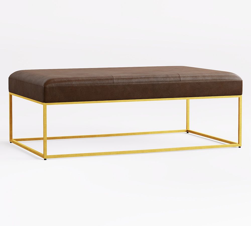 Millie Leather Rectangular Ottoman by Pottery Barn