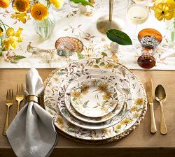 Bedford Harvest Turkey Embroidered Cotton/Linen Table Runner