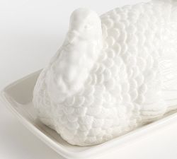 Figural Turkey Stoneware Butter Dish