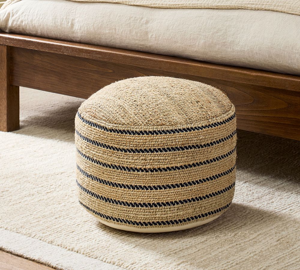 Jute Striped Round Pouf by Pottery Barn
