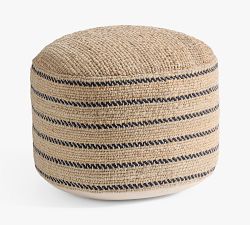 Jute Striped Round Pouf