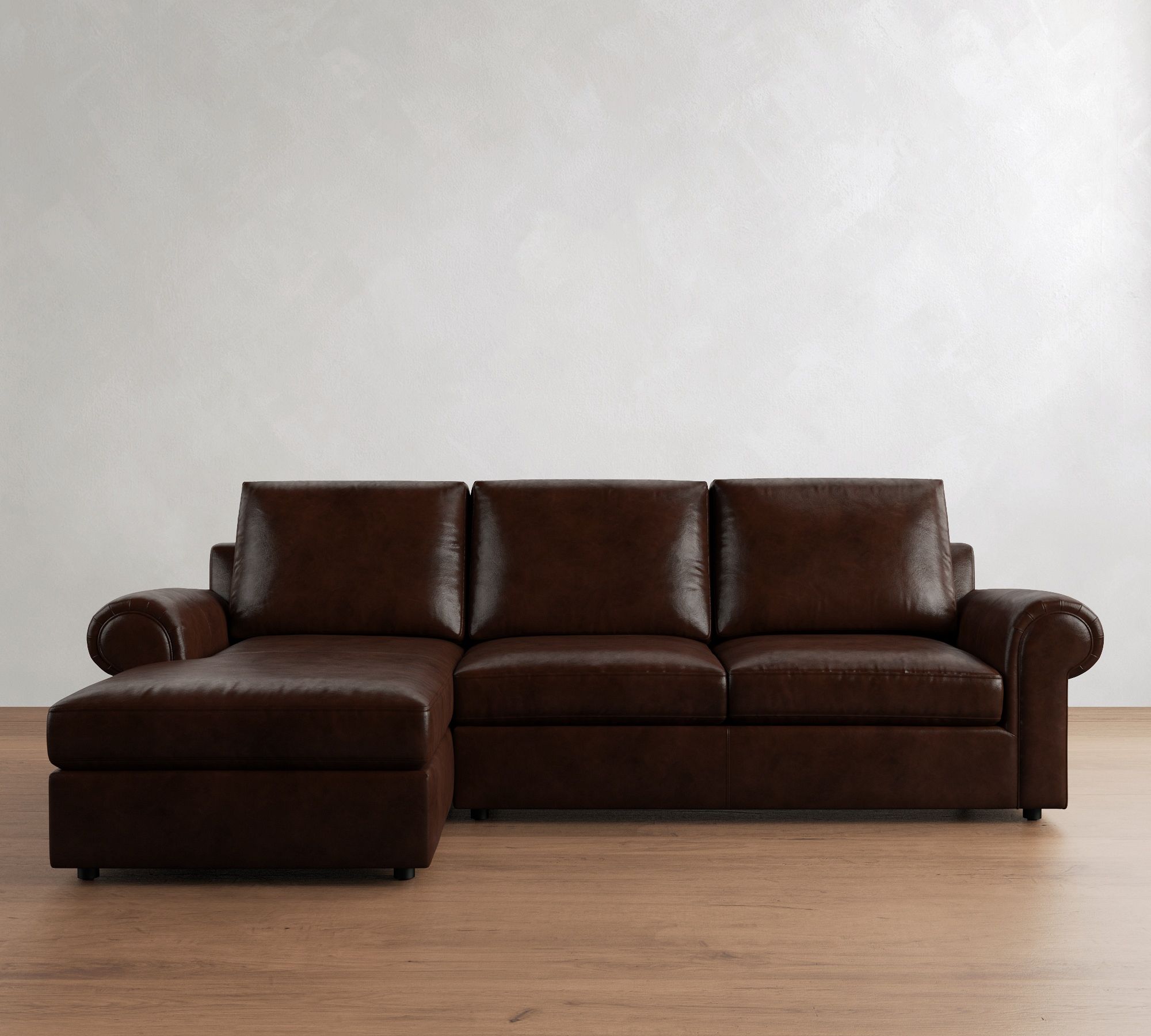 Bellevue Leather Chaise Sectional (121"&ndash;129")