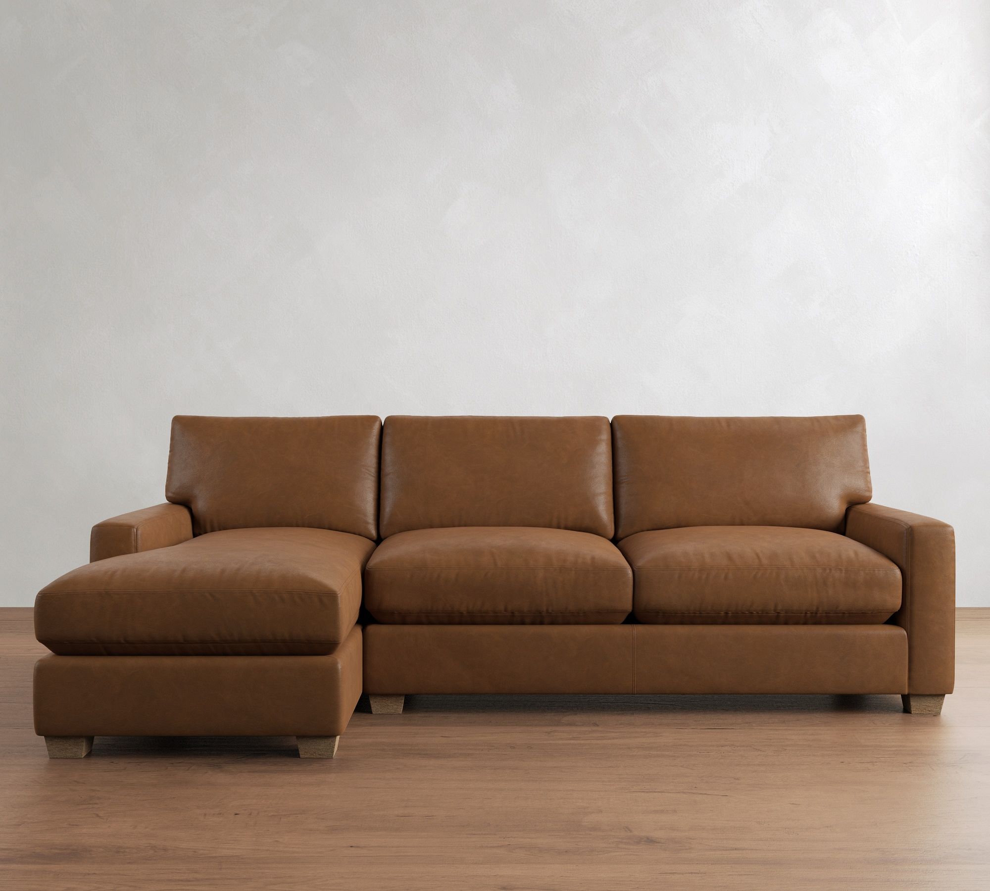 PB Comfort Modern Square Arm Leather Sleeper Chaise Sectional (108")