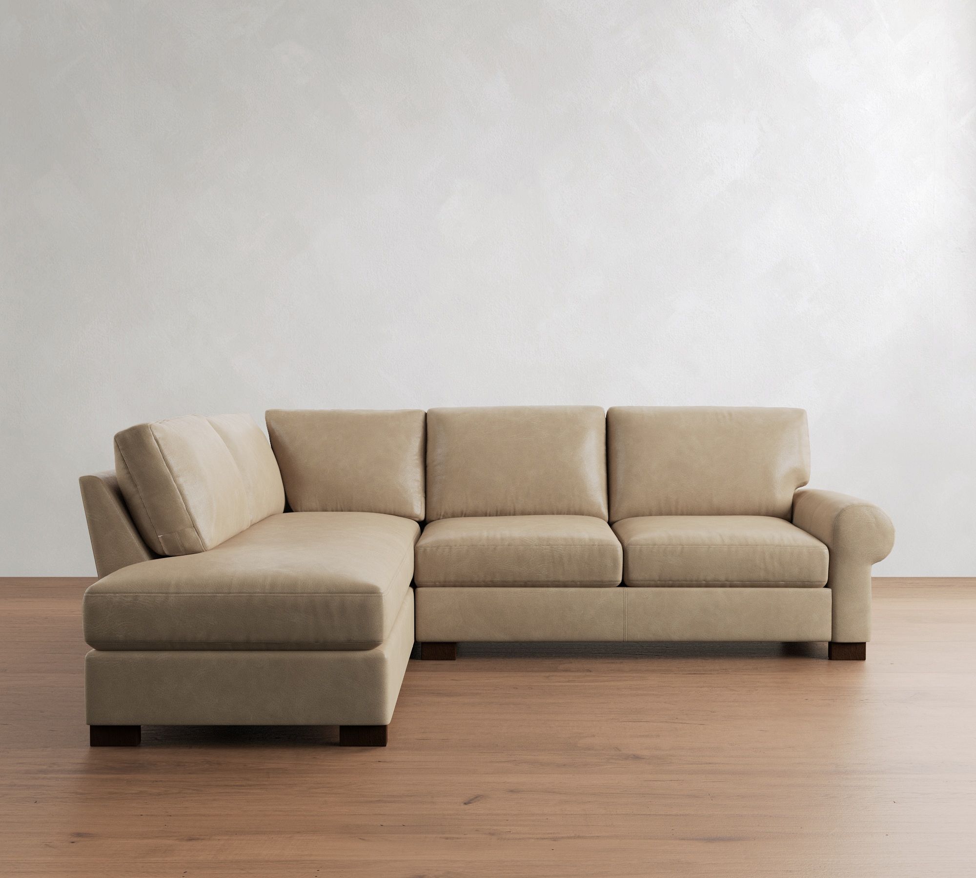 Turner Roll Arm Leather Return Bumper Sectional (109"&ndash;127") - thumbnail 4