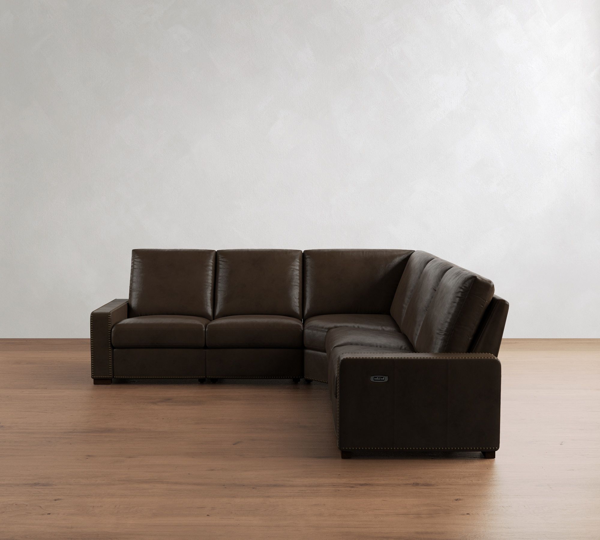 Turner Square Arm Leather Power Reclining L-Shaped Sectional (117")
