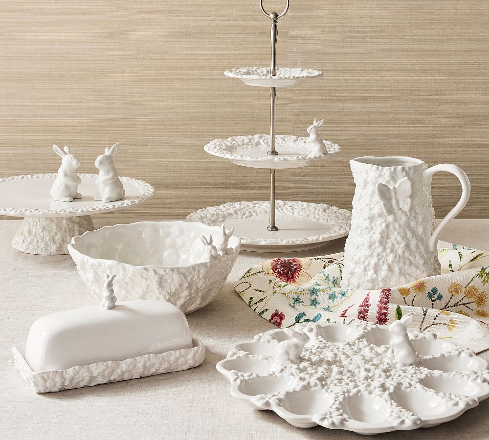 Floral Bunny Stoneware Serveware Collection by Pottery Barn
