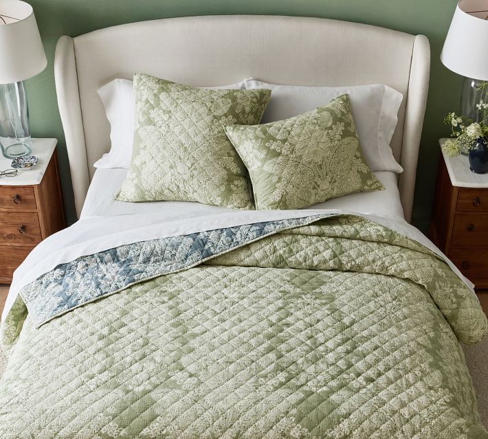 Kravet Heirloom Damask Reversible Quilted Sham | Pottery Barn