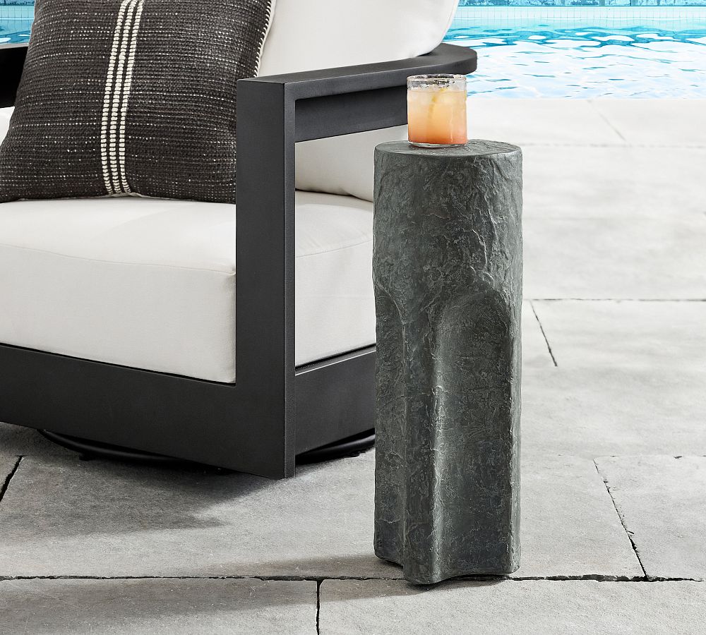 Lagos Round Concrete Outdoor Drink Table (8") by Pottery Barn