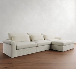 Westwood Roll Arm Deep Seat Slipcovered Modular Chaise Sectional (148")