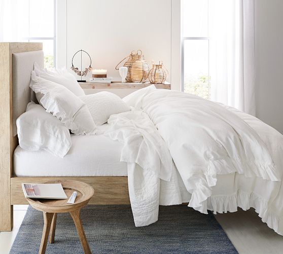 Belgian Flax Linen Fringe Ruffle Duvet Cover by Pottery Barn