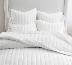 European Flax Linen Cotton Channel Stitch Quilted Sham