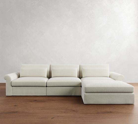 Westwood Roll Arm Deep Seat Slipcovered Modular Chaise Sectional (148") by Pottery Barn
