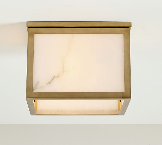 Manor Alabaster Square Indoor/Outdoor Flush Mount (13") by Pottery Barn