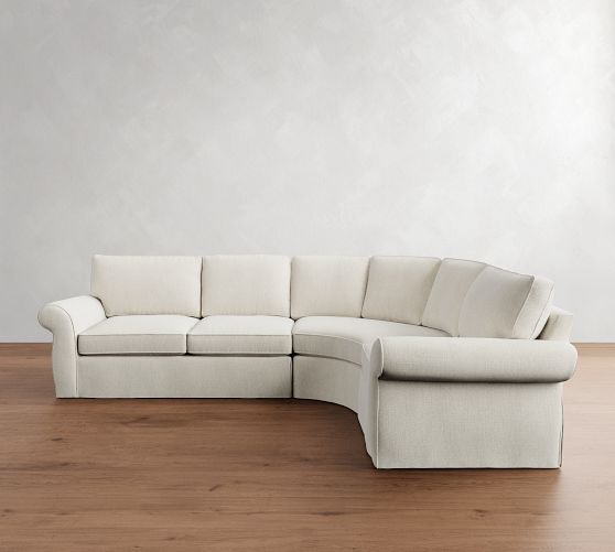 Pearce Roll Arm Slipcovered 3-Piece Curved Wedge Sectional (131") by Pottery Barn