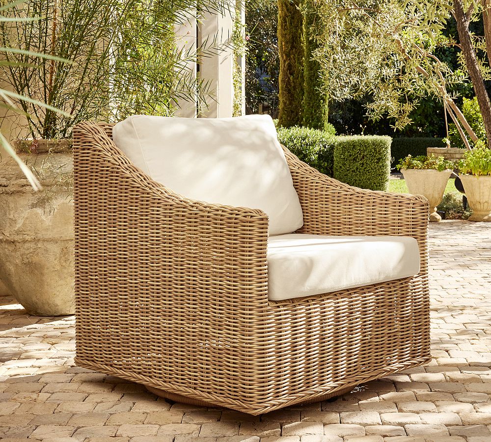Huntington Slim Slope Arm Swivel Outdoor Lounge Chair by Pottery Barn