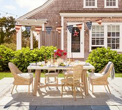 Rustic Farmhouse Concrete-Top Rectangular Outdoor Dining Table (74")