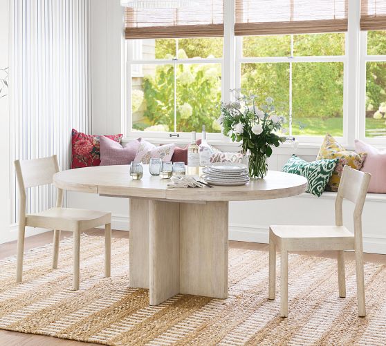 Cayman Round Pedestal Extendable Dining Table (48"-66") by Pottery Barn