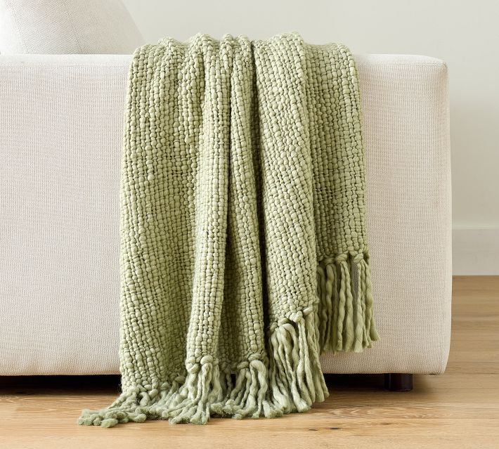 Textured Basketweave Knit Throw | Pottery Barn