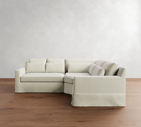 York Square Arm Deep Seat Slipcovered 3-Piece Wedge Sectional(108") by Pottery Barn