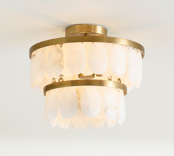 Solene Alabaster Round Flush Mount (14") by Pottery Barn