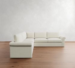 Westwood Roll Arm Slipcovered 3-Piece L-Shaped Sectional (124")
