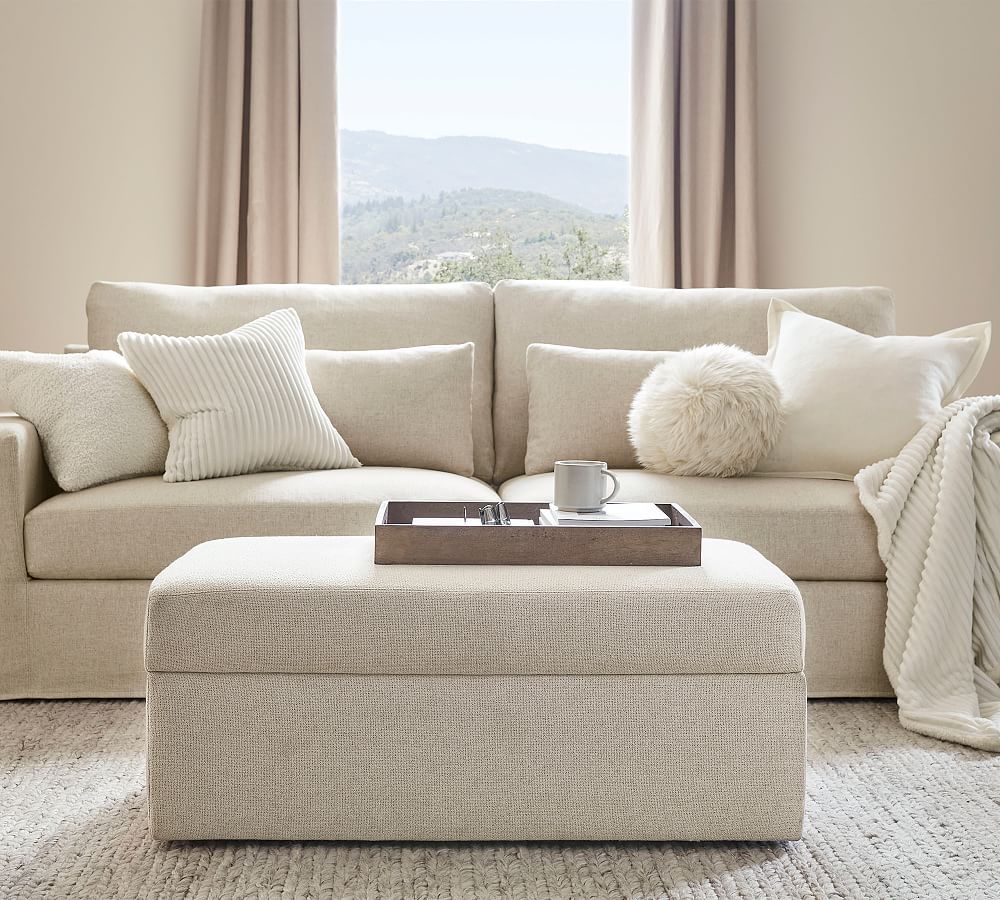 Big Sur Storage Ottoman with Pull Out Table by Pottery Barn