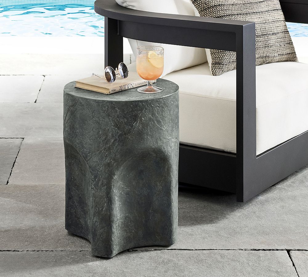 Lagos Round Concrete Outdoor Side Table (14") by Pottery Barn